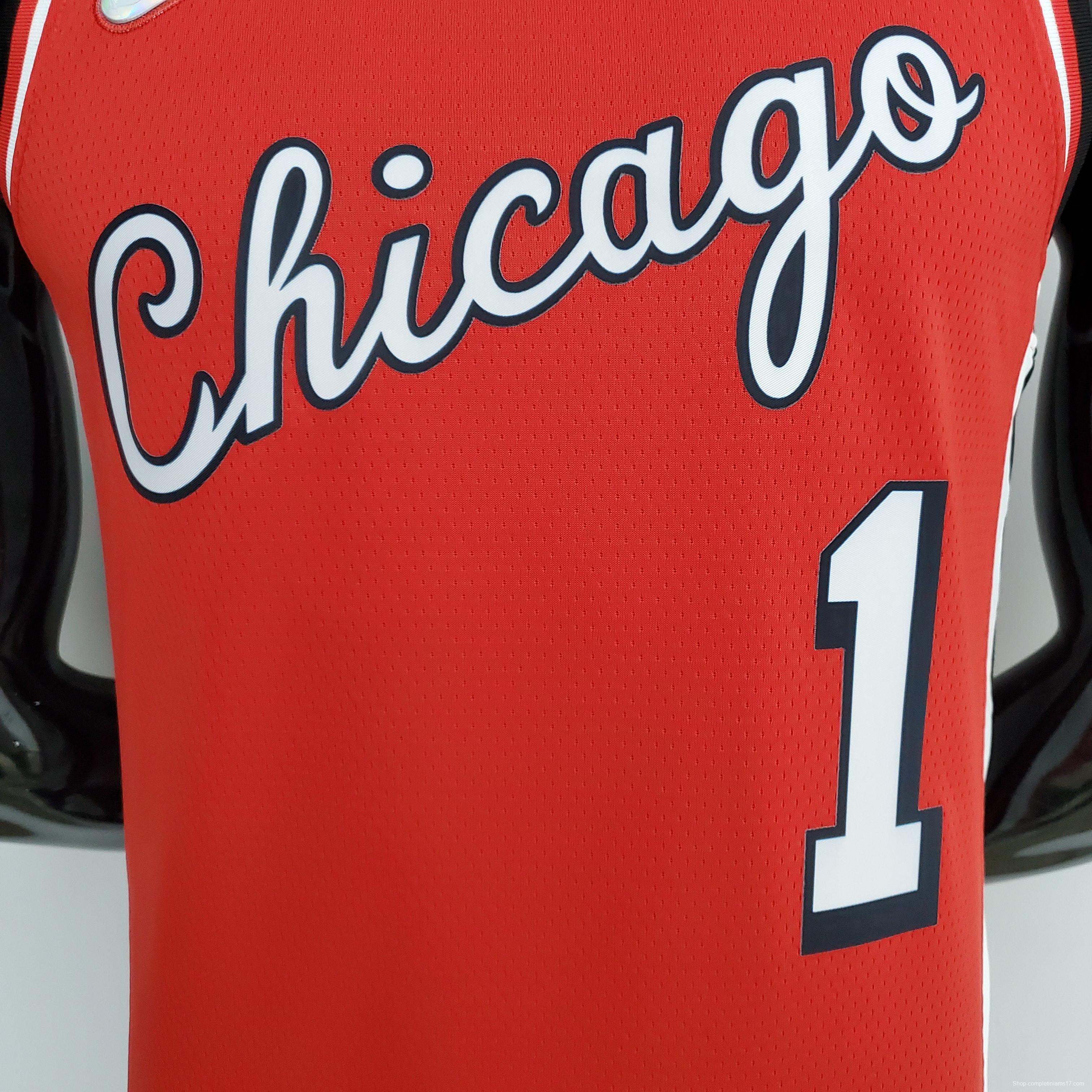 75th Anniversary 2022 Season Chicago Bulls ROSE#1 City Edition Red NBA Jersey