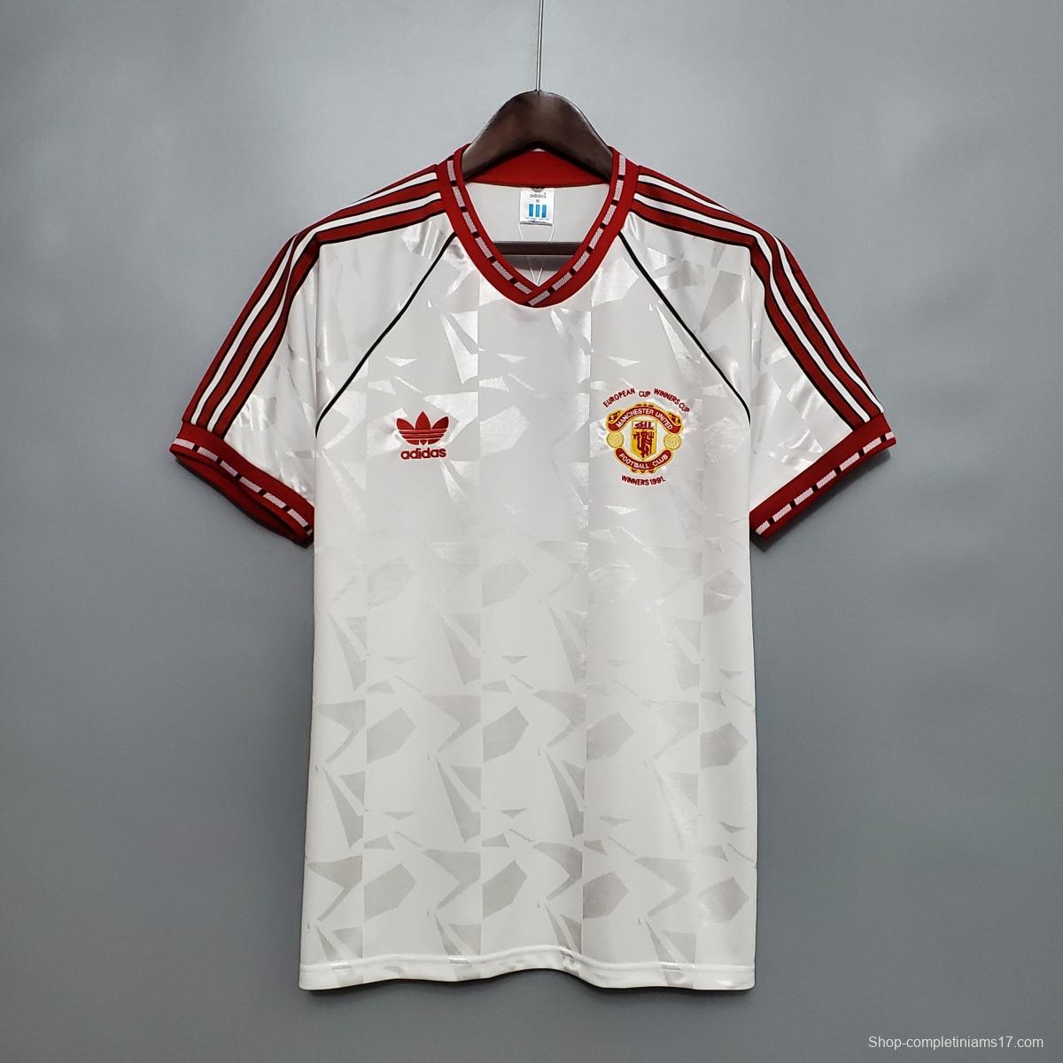 Retro 1991 Manchester United white Soccer Jersey