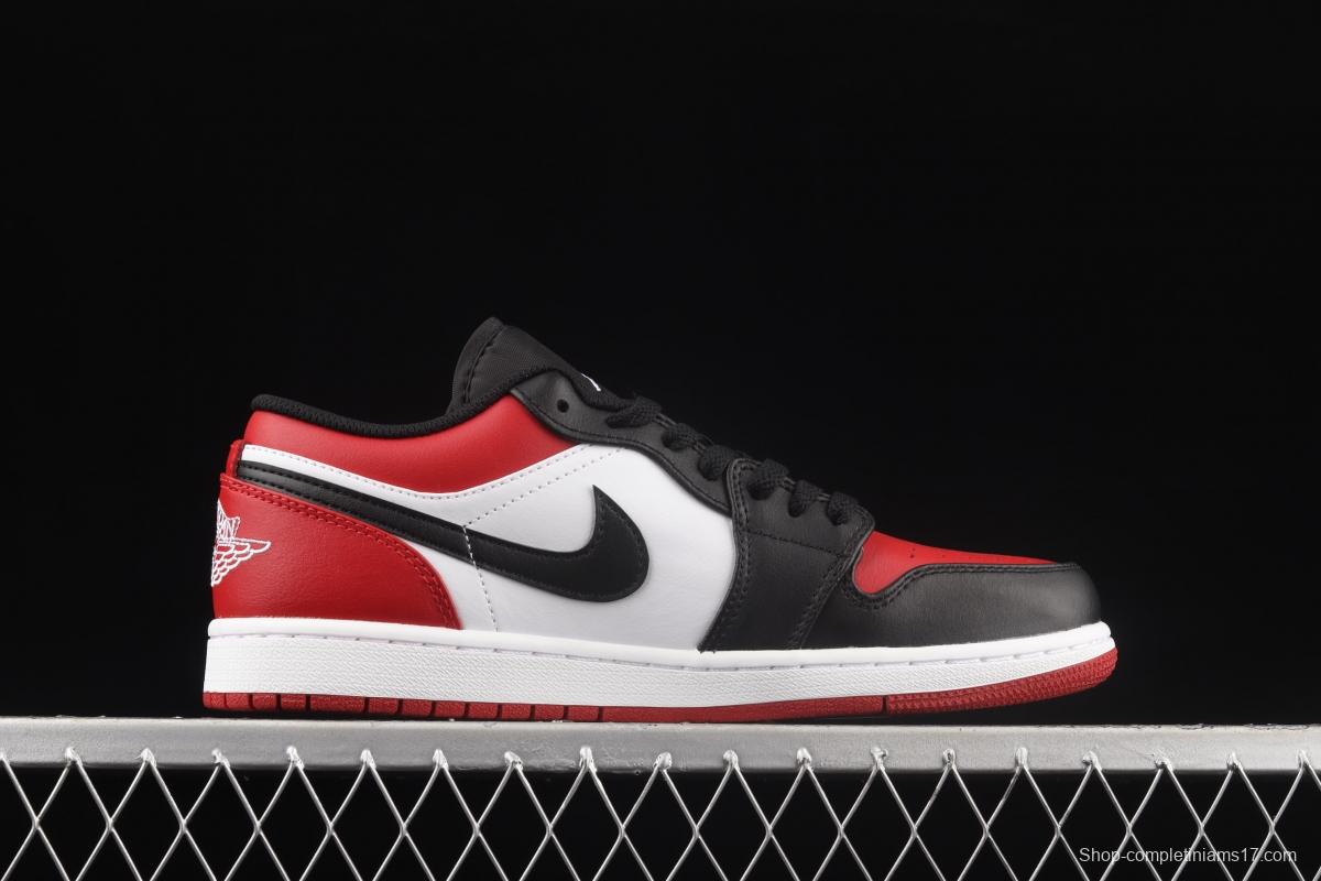 Air Jordan 1 Low black and red toe low top cultural basketball shoes 553558-612