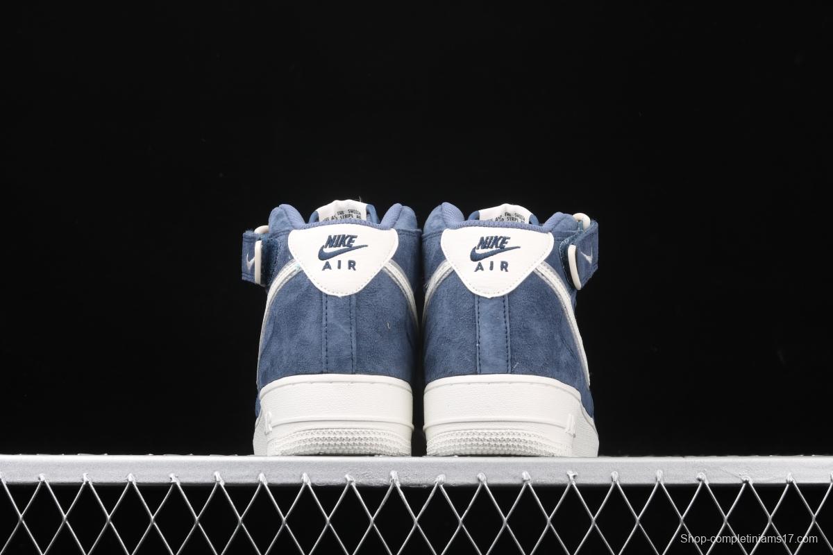 NIKE Air Force 1' 07 Mid dark blue suede 3M reflective casual board shoes AA1118-007