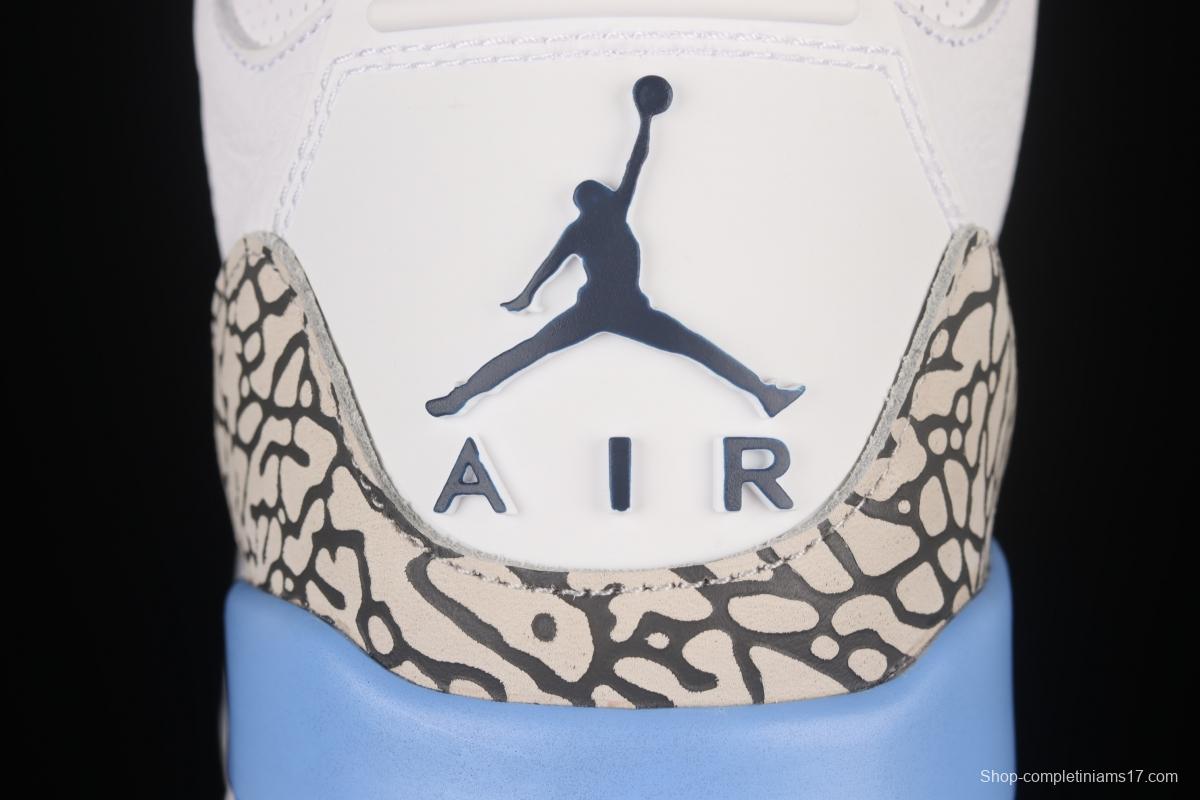 Air Jordan 3 UNC AJ3 Joe 3 North Carolina blue white burst blue crack in the basketball shoes CT8532-104