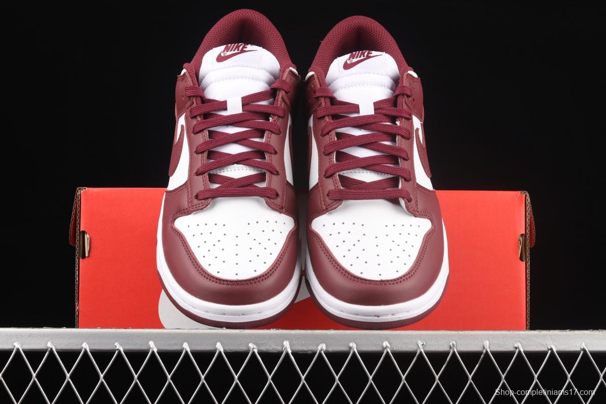 NIKE SB DUNK Low Prm wine red and white color SB buckle rebound fashion leisure board shoes DD1503-108