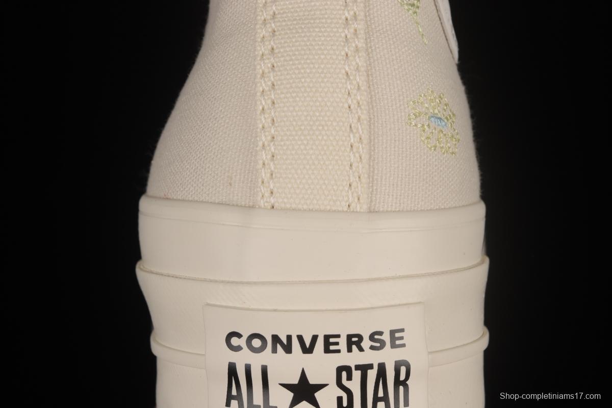 Converse All Star Lift Embroidered Flowers Platform Shoes A01586C