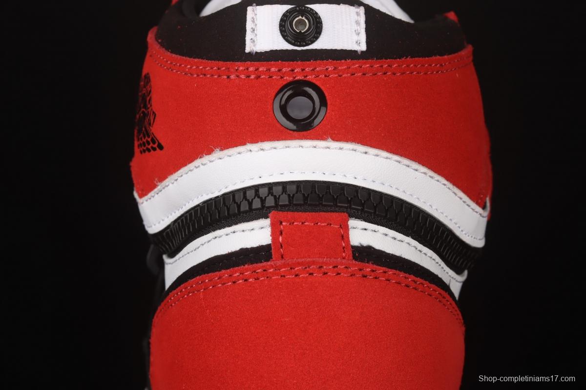 Air Jordan 1 Switch wine zipper high top cultural basketball shoes CW6576-700