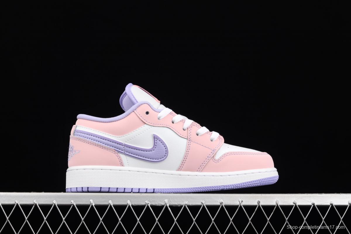 Air Jordan 1 Low White Purple Powder low side Culture Leisure Sports Board shoes CV9844-600