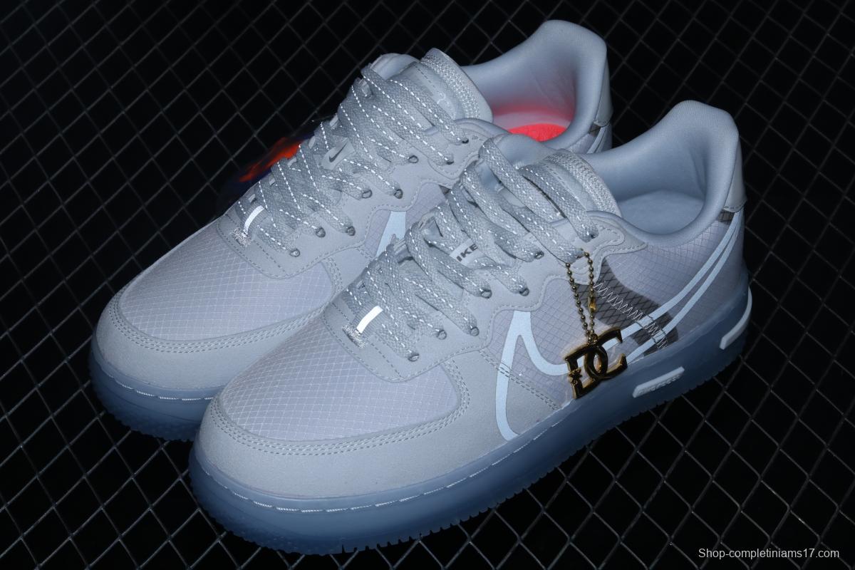 NIKE Air Force 1 React QS Light Bone Analysis of Ice Blue low Upper Board shoes CQ8879-100