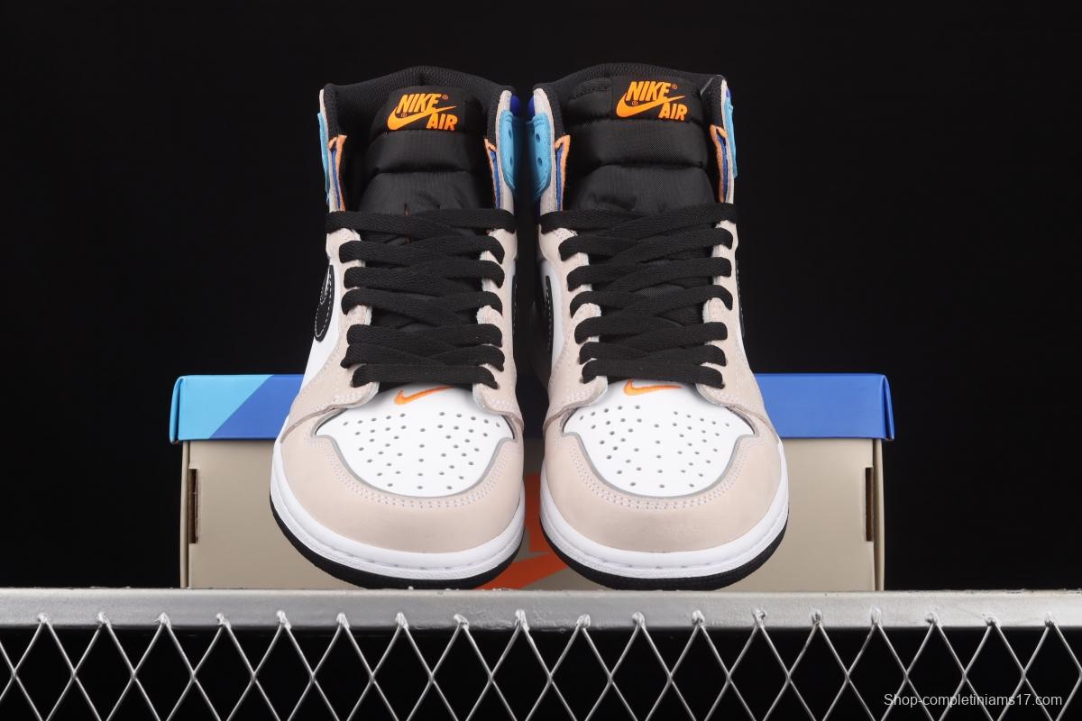 Air Jordan 1 High OG Pro Total Orange 3M blue and white stitched high top basketball shoes DC6515-100