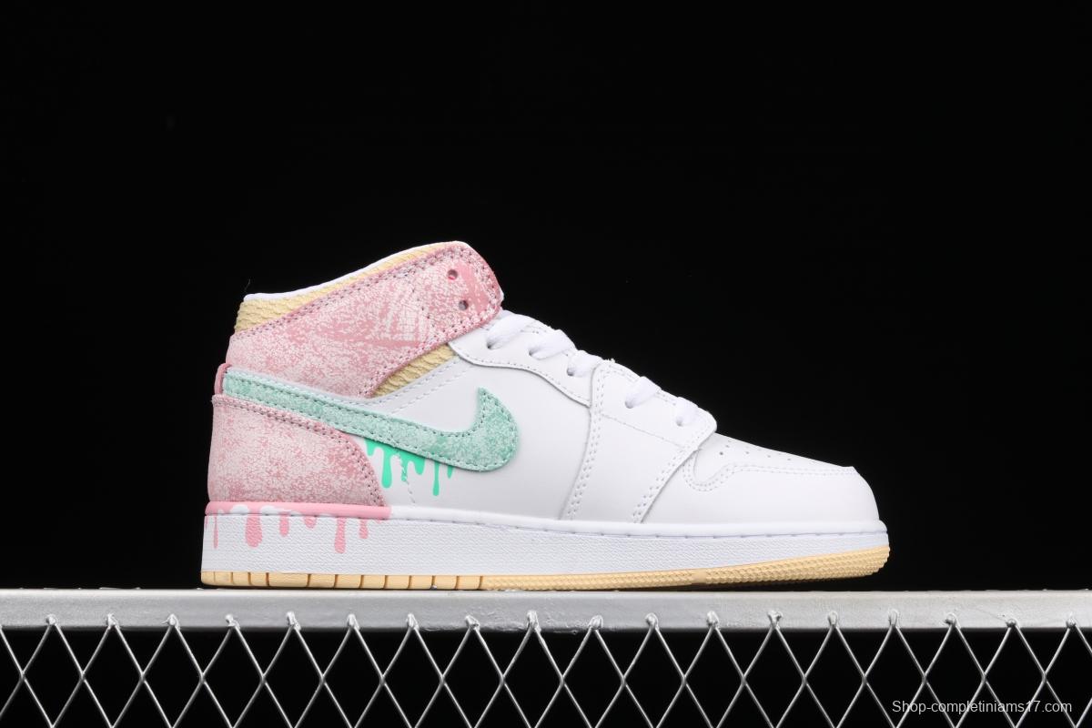 Air Jordan 1 Mid GS Ice Cream Bang Basketball shoes DD1666