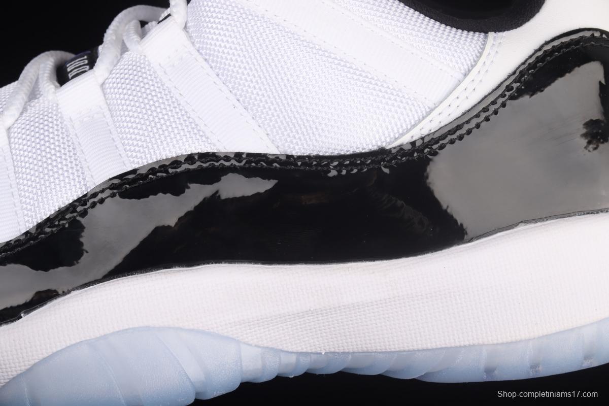 Air Jordan 11 Low Concord 1 kangkou white and black original standard real carbon fiber low top basketball shoes 528895-153