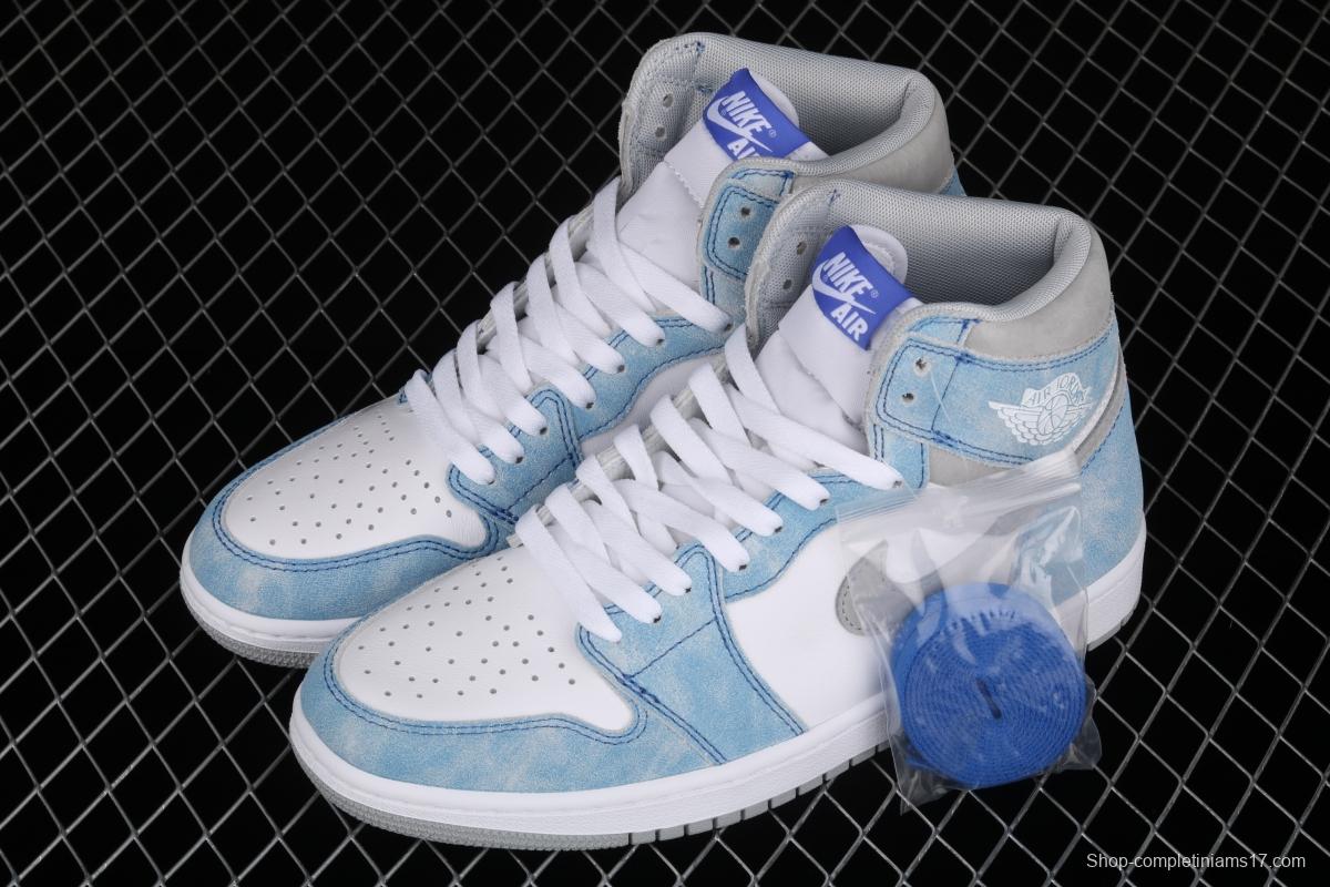 Air Jordan 1 Hyper Royal washed North Carolina high top basketball shoes 575441-402 555088-402