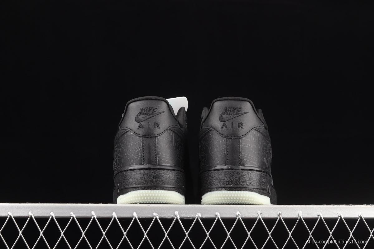 NIKE Air Force 1' 07 Low black and blue luminous low-top casual board shoes DH5354-001