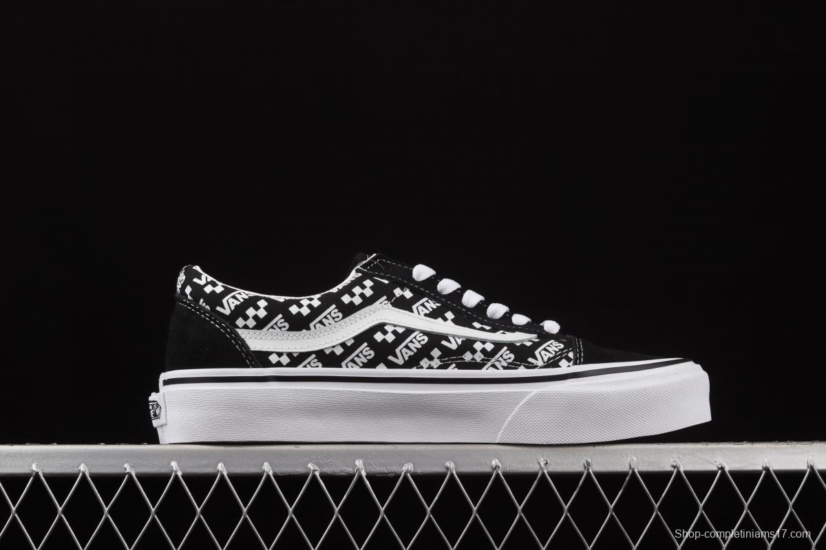 Vans Old Skool black checkerboard side printed striped letter low upper board shoes VN0A4U3BTEZ