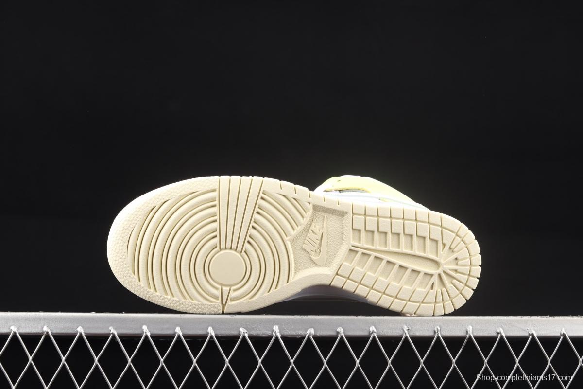 NIKE SB DUNK High Cashmere white pink yellow color splicing SB buckle rebound fashion leisure board shoes DD1869-108