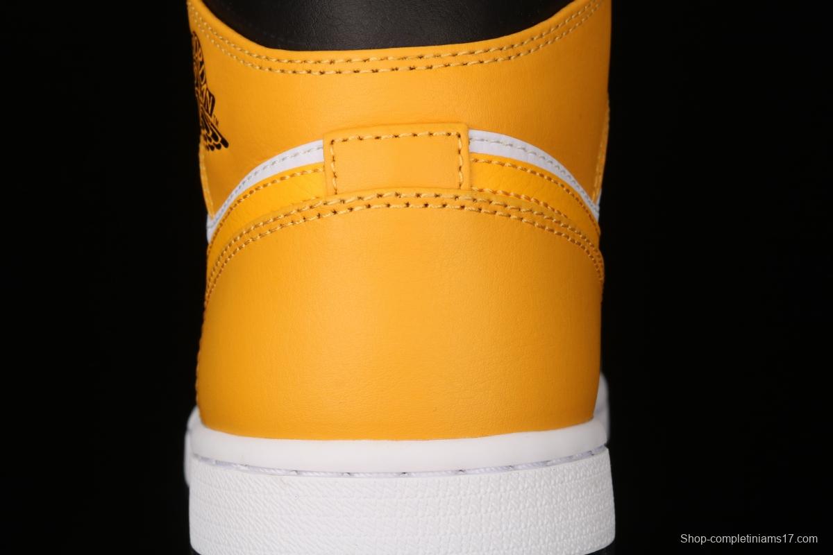 Air Jordan 1 Mid White and Yellow Zhongbang Basketball shoes 554724-170