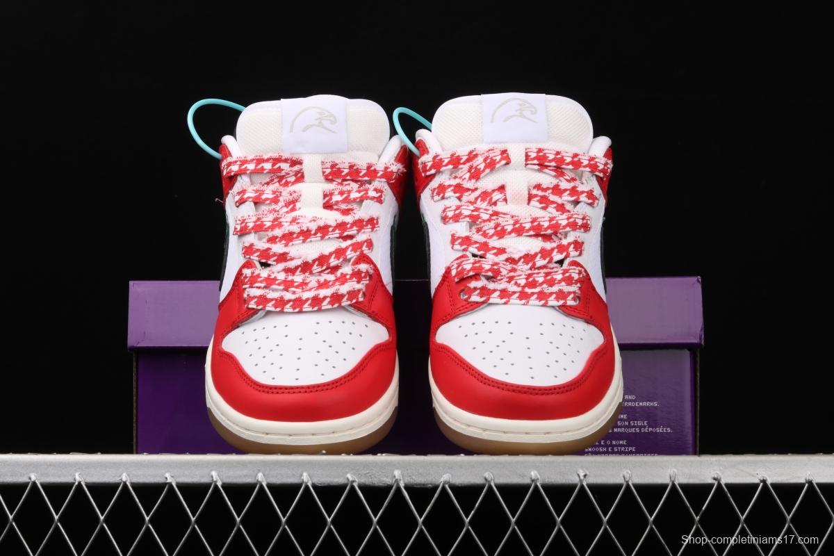 Frame Skate x NIKE SB DUNK Low Habibi white and red double hook dunk series retro low side leisure sports skateboard shoes CT2550-600