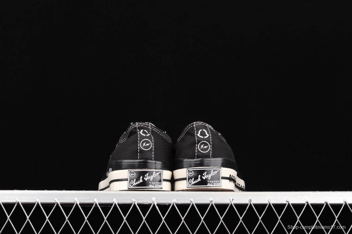 Fragment x Moncler x Converse 1970 S Fujiwara Hiroshi Fujiwara Lightning co-signed Chen Weiting the same black-and-white graffiti classic low-top canvas shoes 172320C