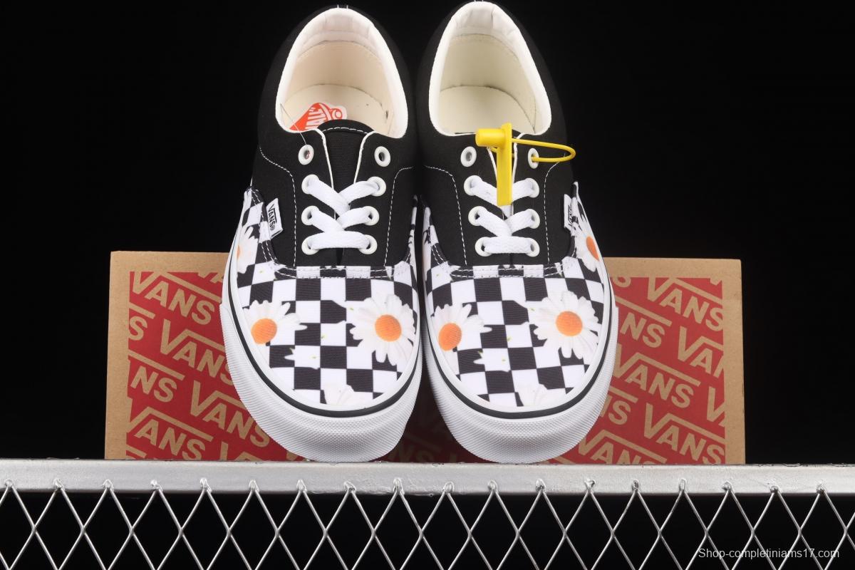 Vans Era black checkerboard daisies low upper canvas shoes VN0A5KX5B0B