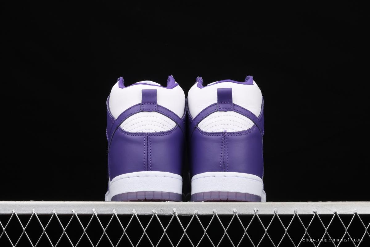 NIKE SB DUNK High Varsity Purple dunk series white and purple color retro high top leisure sports skateboard shoes DC5382-100