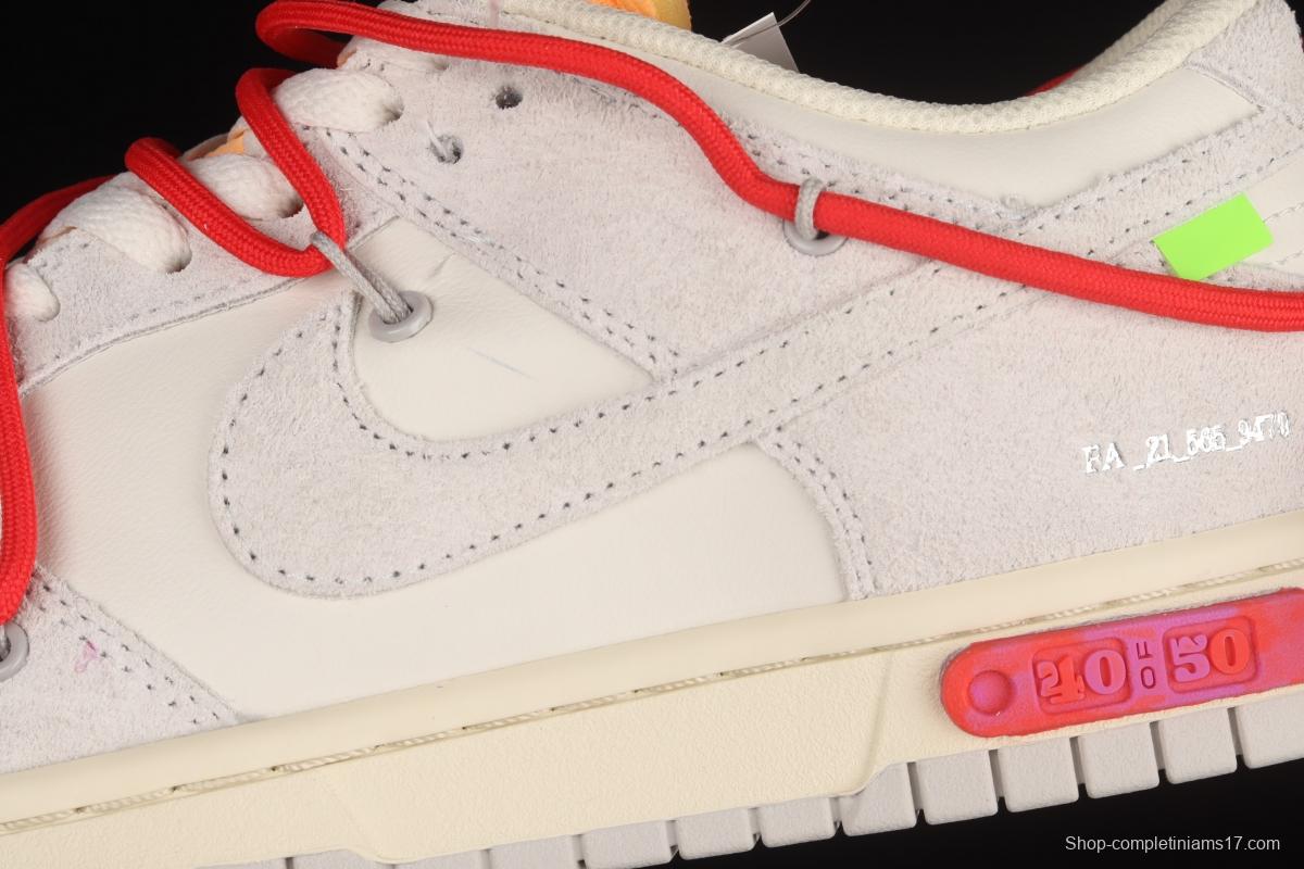 OFF-White x NIKE DUNK Low OW white gray leisure sports skateboard shoes DJ0950-103