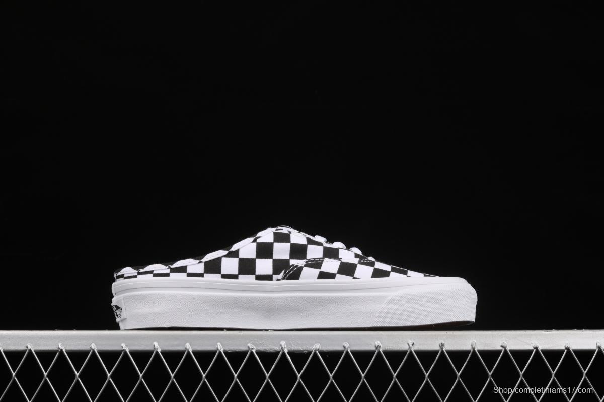 Vans Authentic 2021 summer new Anaheim black and white chessboard VN0A54F75GU lace for lazy half-dragged canvas board shoes