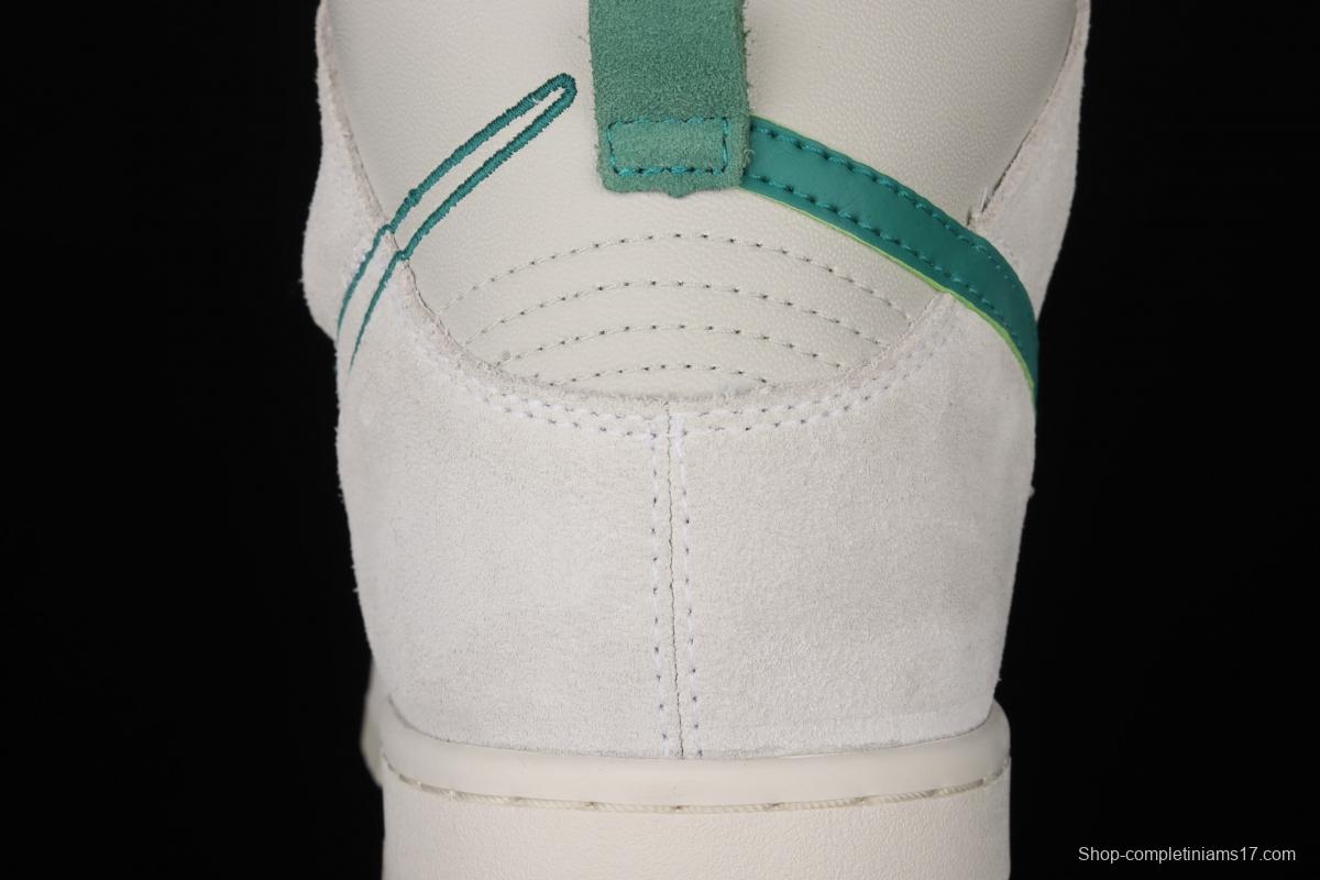NIKE SB DUNK Hi SE white and green SB rebound high-top casual board shoes DH0960-001