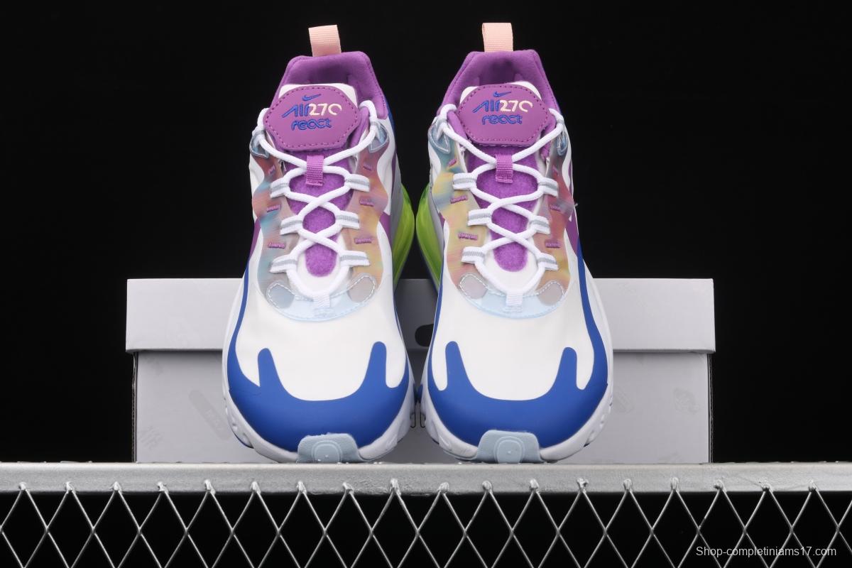NIKE Air Max 270React new high-frequency mesh hollowing out function half-palm air cushion running shoes CW0630-100