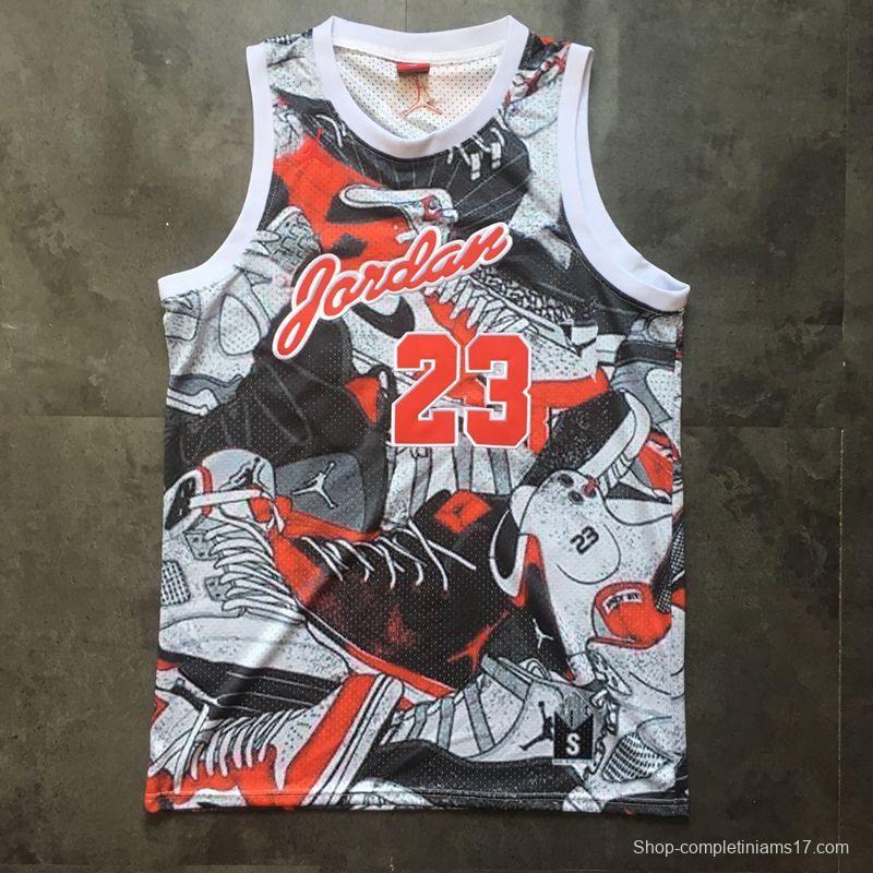 Men's Michael Jordan Gray And Red Retro Classic Team Jersey