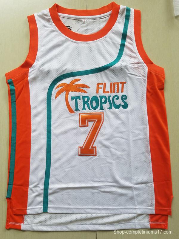 Flint Tropics 7 Coffee Black Basketball Jersey Semi Pro Team New