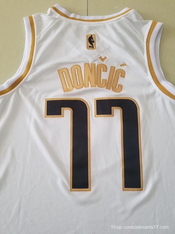 Luka Dončić 77 White Golden Edition Jersey