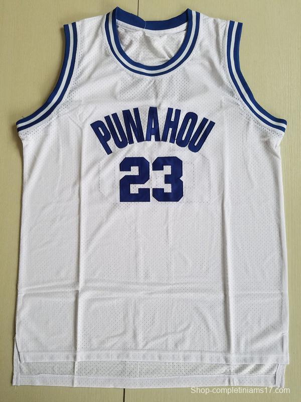 EJ Barack Obama 23 Punahou High White Basketbal Jersey