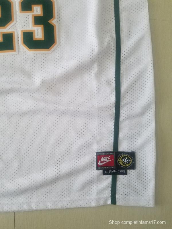 LeBron James 23 Irish High School White Basketball Jersey