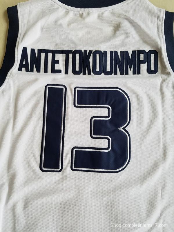 Giannis Antetokounmpo 13 Greece College White Basketball Jersey