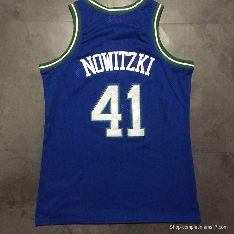 Men's Dirk Nowitzki Blue Retro Classic Team Jersey