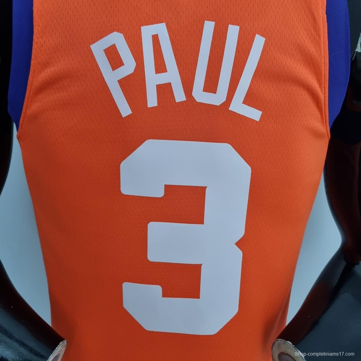 75th Anniversary PAUL#3 Phoenix Suns Jordan Theme Orange NBA Jersey