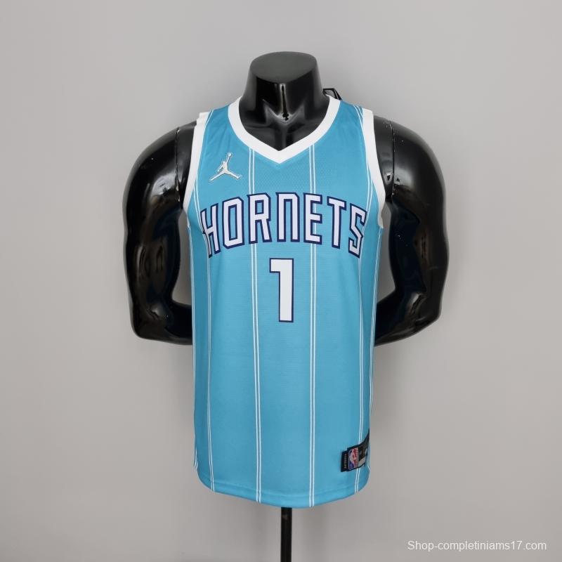 75th Anniversary Ball #1 Charlotte Hornets Blue NBA Jersey