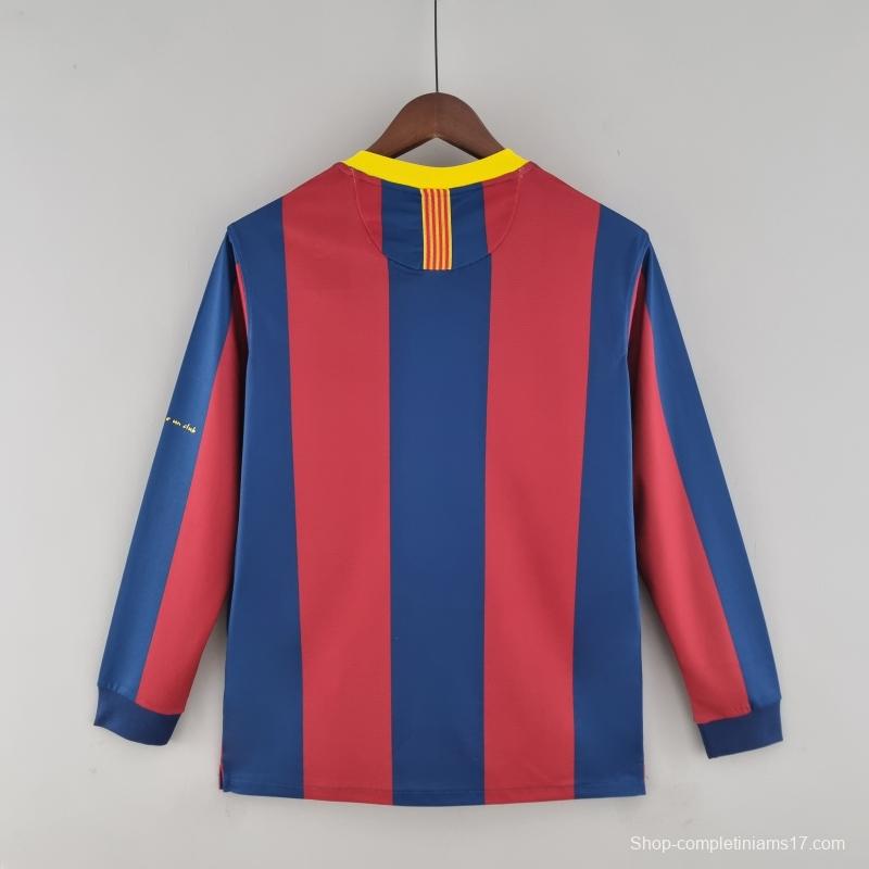 Retro 10/11 Barcelona Long Sleeve Home Soccer Jersey