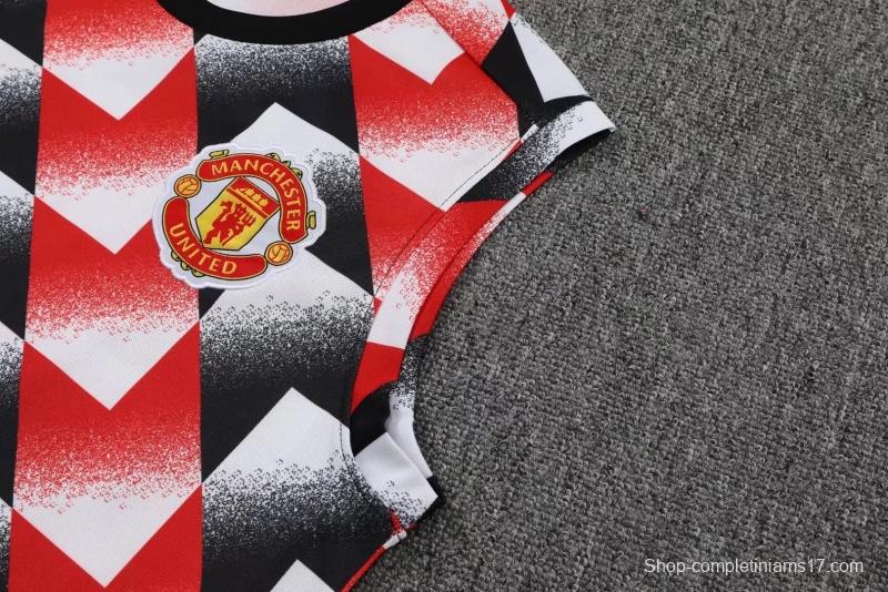 22/23 Manchester United Pre-Training Jersey Black+Red+White Vest