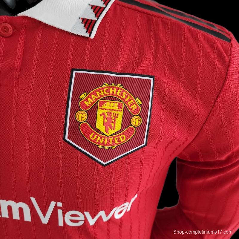 Player Version 22/23 Manchester United Long Sleeves Home Soccer Jersey