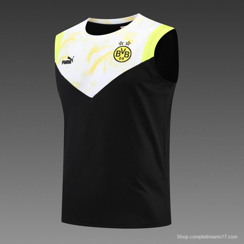 2022 Borussia Dortmund Vest Training Jersey Kit Black And White