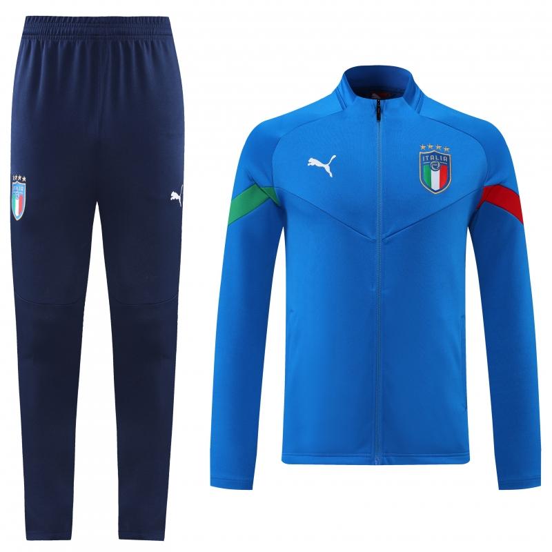 2022 Italy Blue Full Zipper Jacket+Long Pants