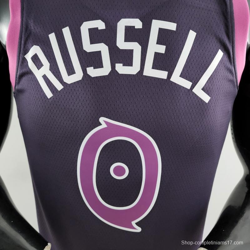 Minnesota Timberwolves RUSSELL#0 Black And Purple NBA Jersey