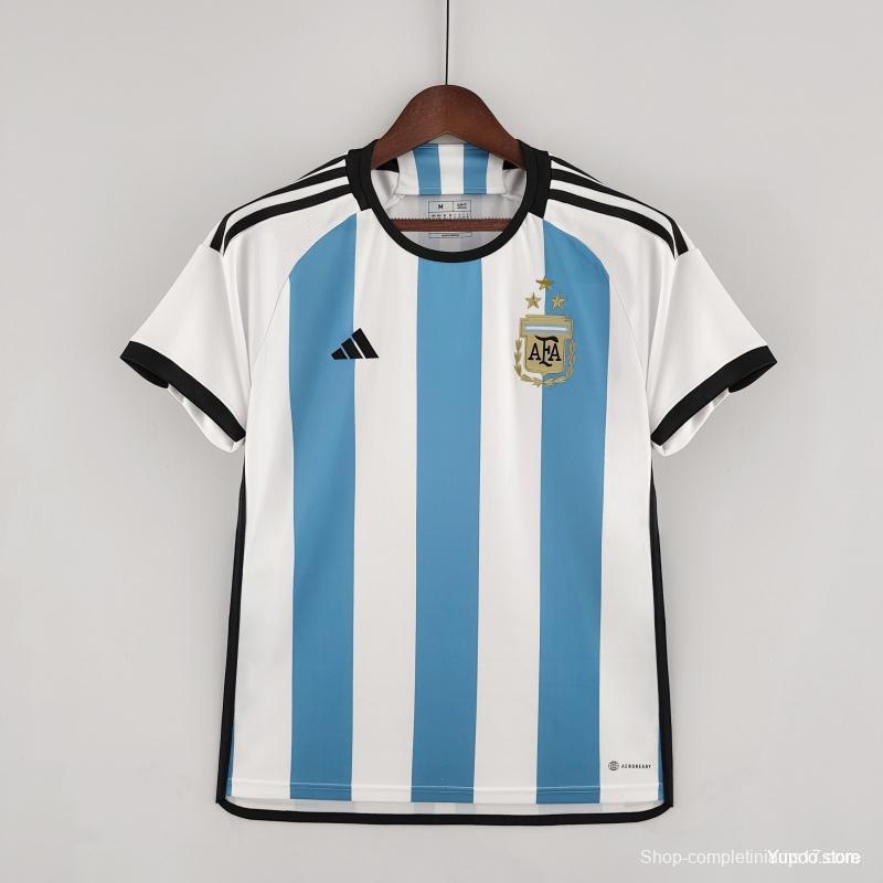 3 Stars 2022 Argentina Home Jersey CAMPEONES DEL MUNDO Printing