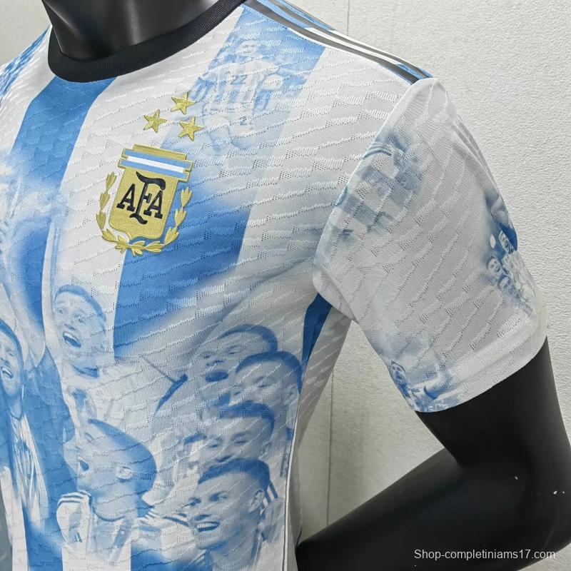 Player Version 3 Stars 2022 Argentina Campeones Mundo Home Special Jersey