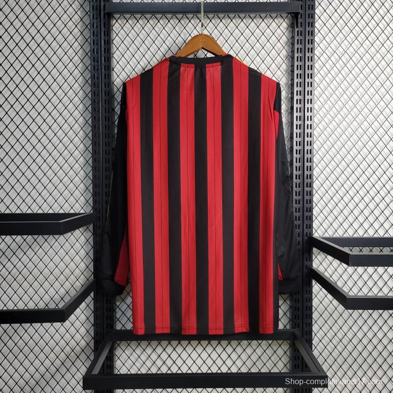 Retro Long Sleeve 2013-14 AC Milan Home Jersey