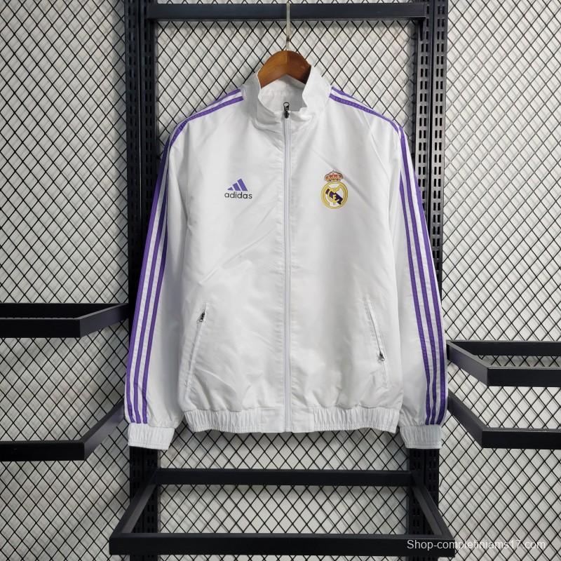 23/24 Reversible Real Madrid White Windbreaker