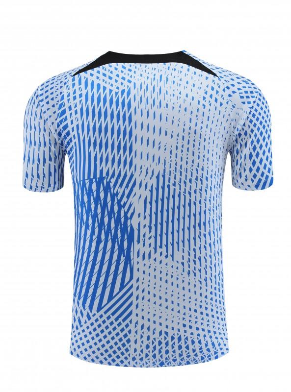 23-24 Liverpool White/Blue Grid Short Sleeve+Shorts