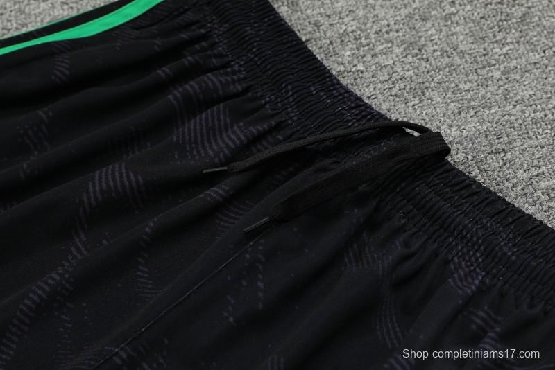 23-24 Real Madrid Black Green Pattern Short Sleeve+Shorts