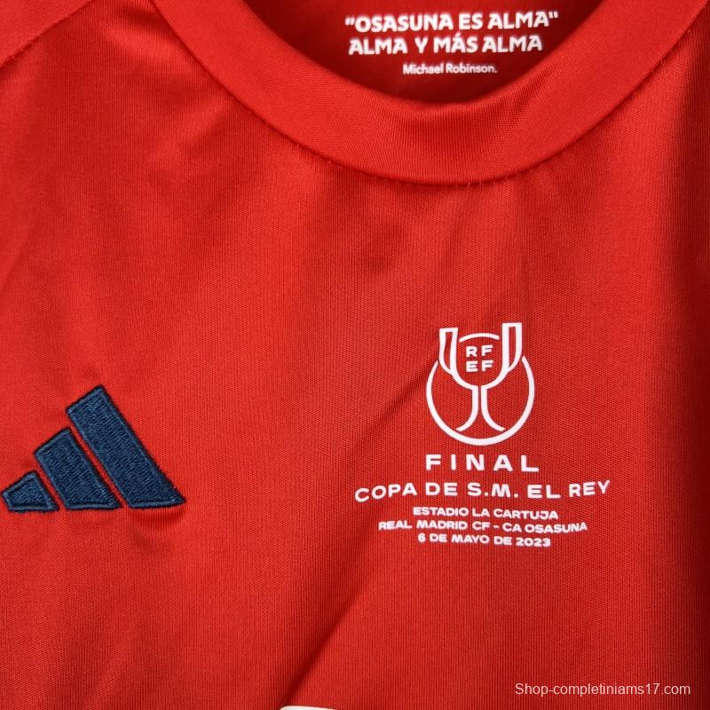 23/24 Kids Osasuna Copa Del Rey Red Jersey Size 16-28 With Full Patches