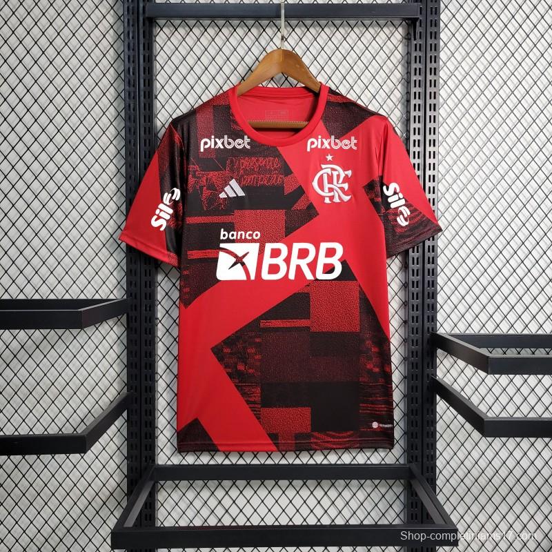 23/24 Flamengo Pre-Match Red Jersey+ All Sponsors