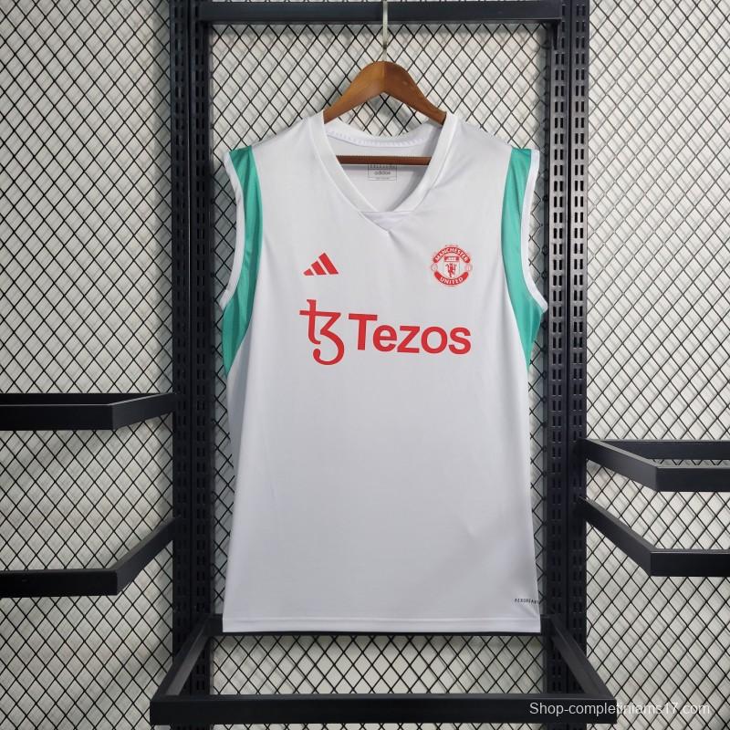 23-24 Manchester United White Training Vest Jersey